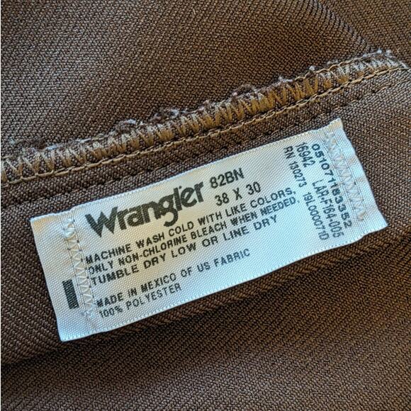 Wrangler Pants Mens 38x30 Brown Workwear Western Wrancher Polyester Trousers \\ - Picture 2 of 12